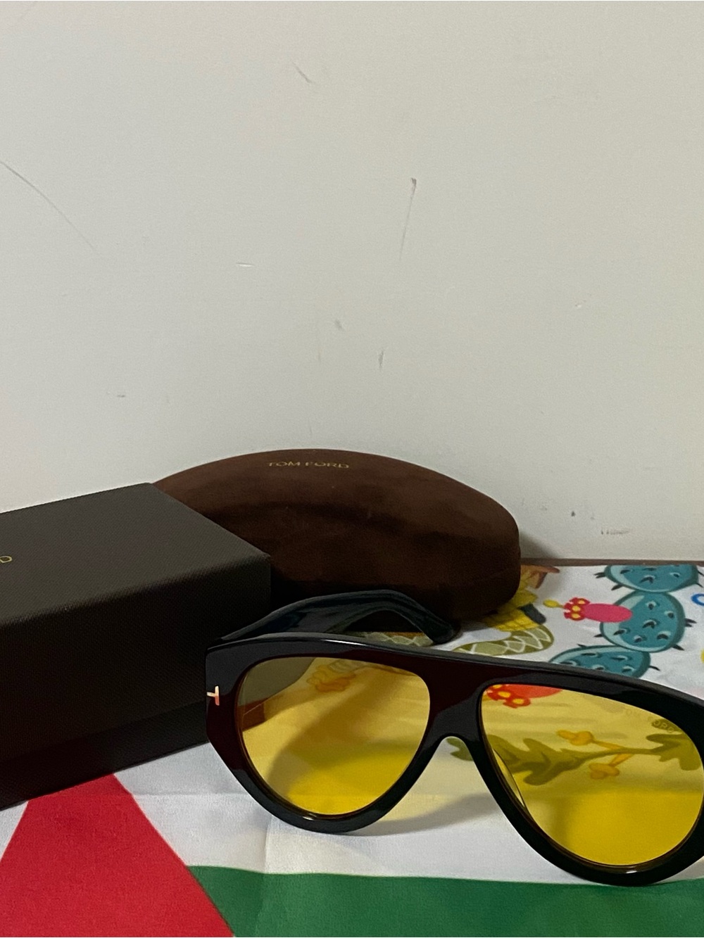 Tom Ford Black Frame Sunglasses with Yellow Lenses